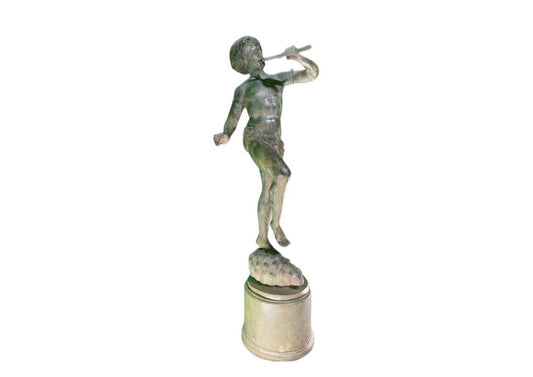 Italian Bronze and Copper Sculpture of Pan Playing Flute, Late 19th Century