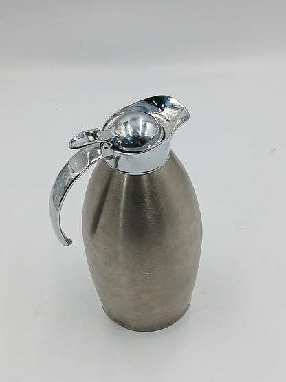 10" Vintage Silver Push Button Carafe, Stainless Steel, 1L, Brushed