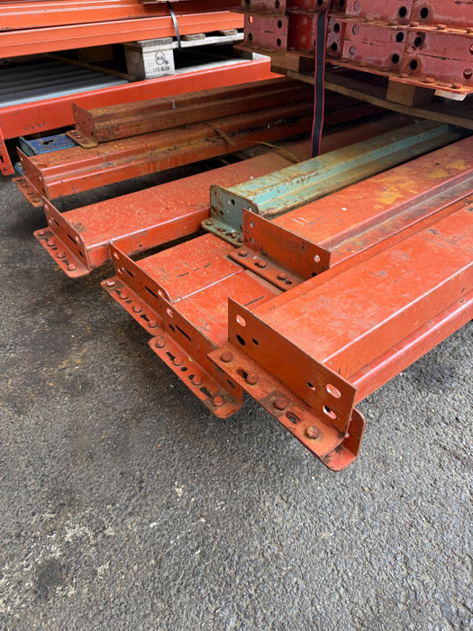 12ft (144" x 6") Length Tear Drop Pallet Rack Beams Industrial Warehouses Heavy Duty Beams, Used
