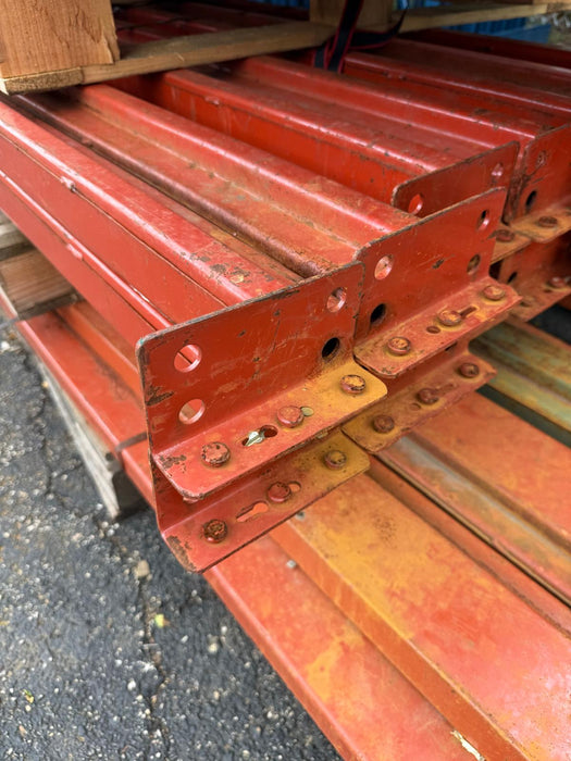 93" Length Tear Drop Pallet Rack Beams Industrial Warehouses Heavy Duty Beams, Used
