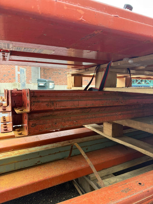 93" Length Tear Drop Pallet Rack Beams Industrial Warehouses Heavy Duty Beams, Used