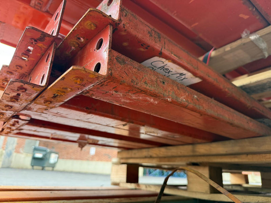 93" Length Tear Drop Pallet Rack Beams Industrial Warehouses Heavy Duty Beams, Used