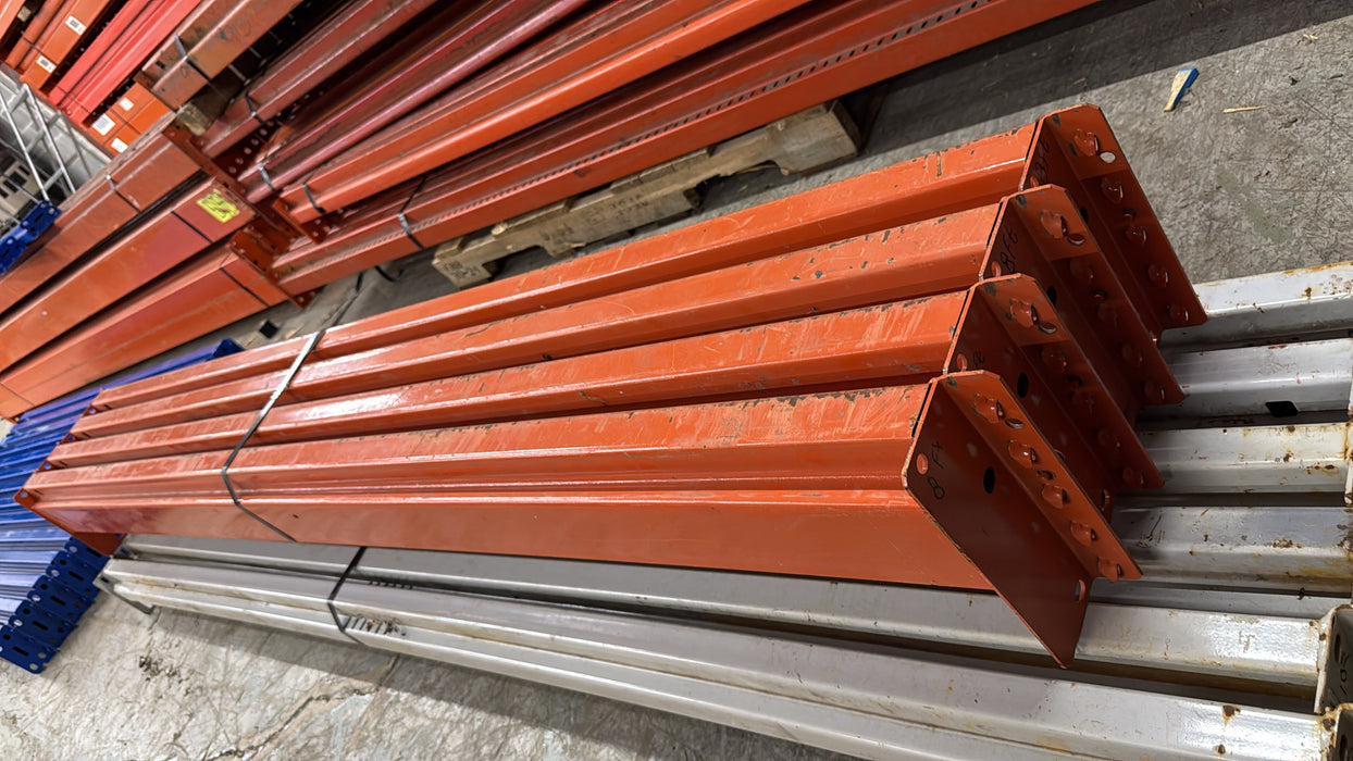 8ft (96") Tear Drop Pallet Rack Beams, Industrial Warehouses Heavy Duty Beams, USED