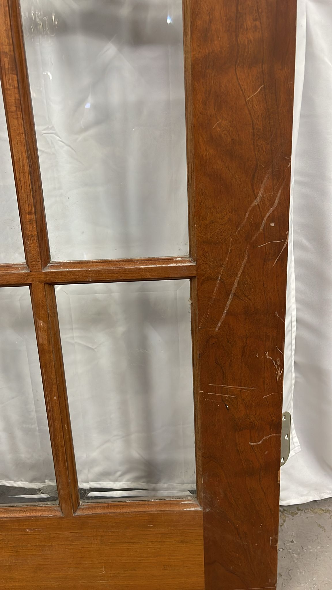 Antique Oak 16-Pane Window Glass French Door