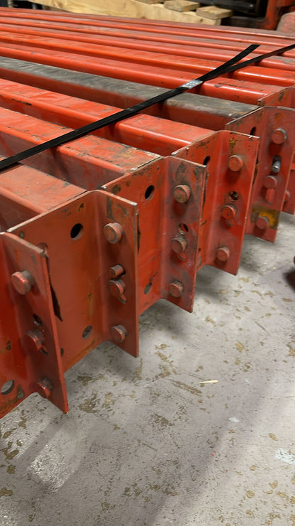 92" x 3.75” Length Tear Drop Pallet Rack Beams Industrial Warehouses Heavy Duty Beams - Orange - Used