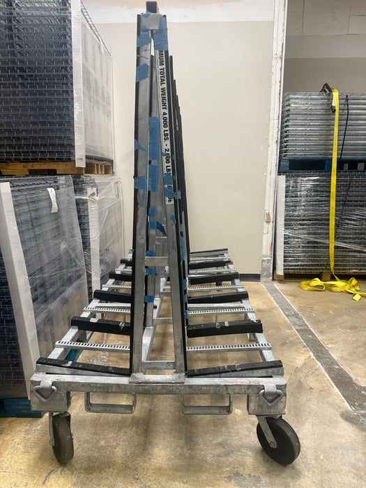 A-Frame Granite Slab/Glass Transport Rack on Wheels, Used