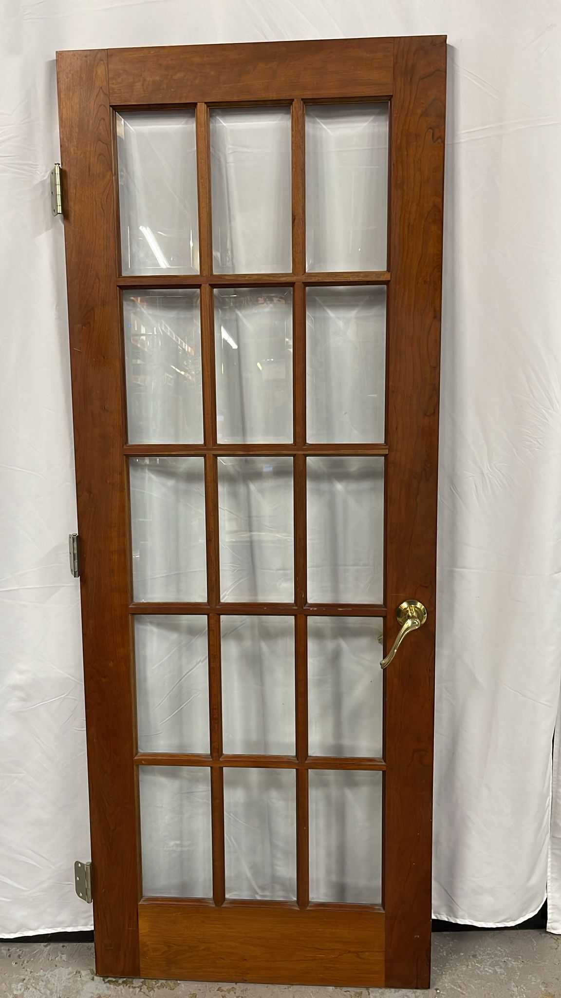 Antique Oak 16-Pane Window Glass French Door