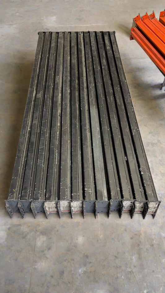 8ft x 3” Length Tear Drop Pallet Rack Beams Industrial Warehouses Heavy Duty Beams - Black - Used