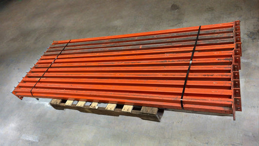 92" x 3.75” Length Tear Drop Pallet Rack Beams Industrial Warehouses Heavy Duty Beams - Orange - Used