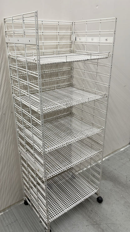 66.5" x 25" x 19" White Wire Mesh Rolling Shelf Rack w/ 5 Shelves