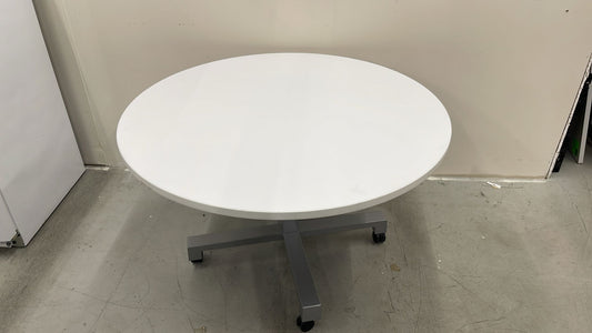 Round Table Surface Works 48" Laminated Rolling Table White