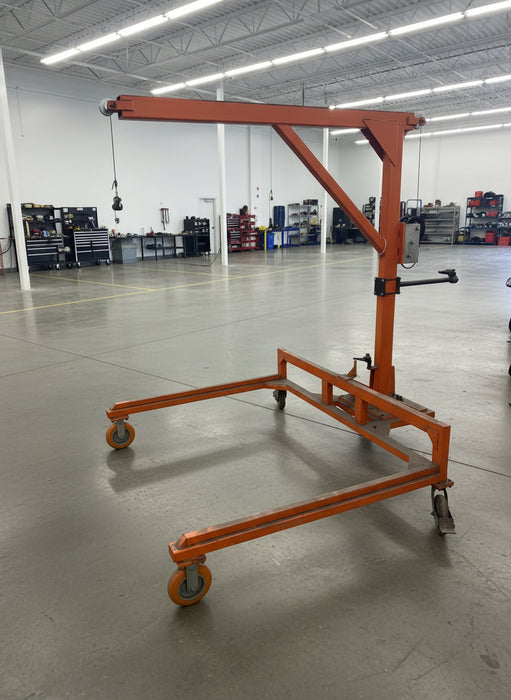 Oxbon Portable Cable Lifting Crain Swivel Cart, Cable 2500lbs CAP, Used