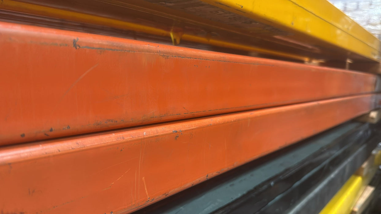 92"L x 4.5"W Slotted Beams Pallet Racking Beams Orange, Used