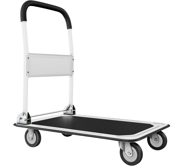 Heavy-Duty Collapsible Push Cart Dolly - 330 lbs Capacity, Foldable Flatbed Hand Truck with Swivel Handle