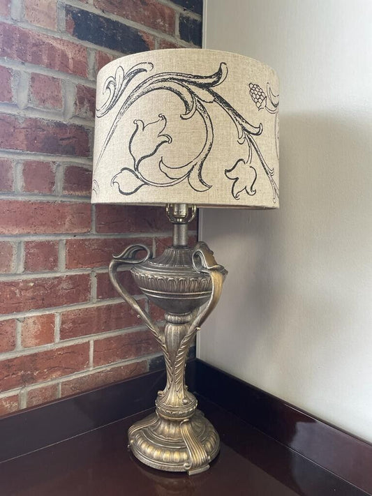 Vintage 32" Table Lamp with Ornate Brown Antique Bronze Base Metal